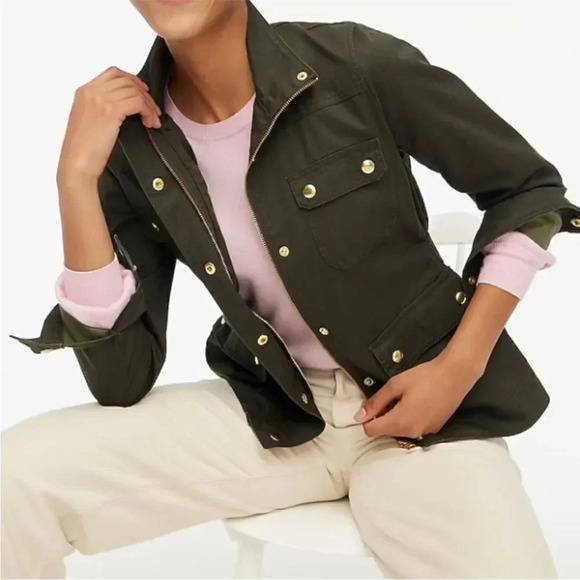 J. Crew Resin-Coated Twill Field Jacket Size MP - Picture 1 of 13